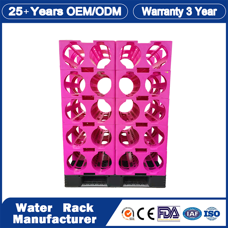 Manufacture Factory Heavy Duty Durable Strong Blue Large HDPE Stackable Metric Modular Bottled 16 Bottles 19L 5 Gallon Jug Plastic Water Racks for Storage