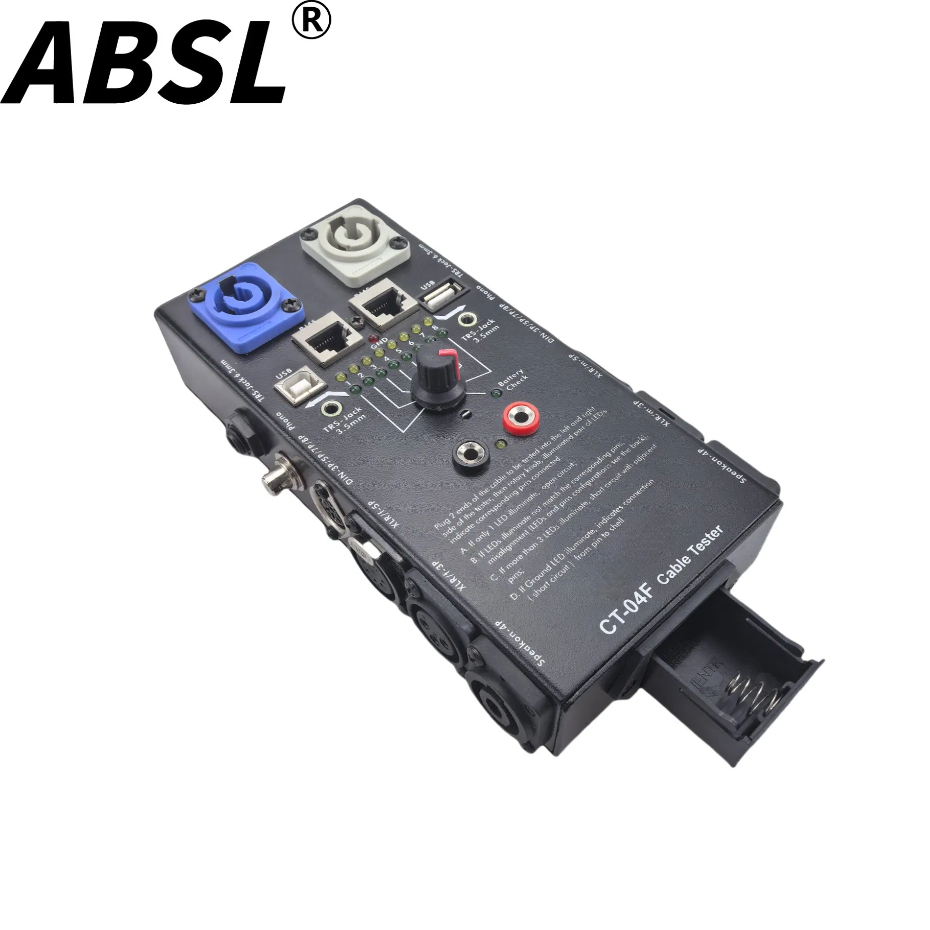 Тестер аудиокабелей CT-04F Powercon/Speakon/DIN