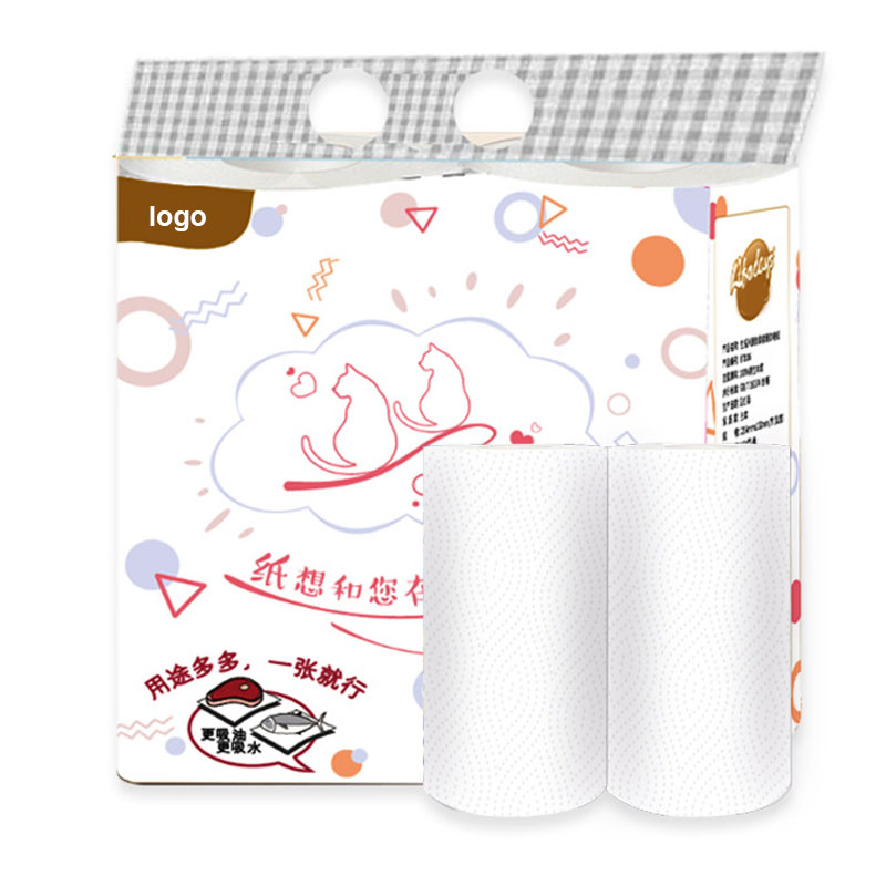 Wholesale Premium 2ply 20GSM/23GSM Virgin Wood Pulp Quilted Kitchen Roll Embossed Kitchen Towel Roll