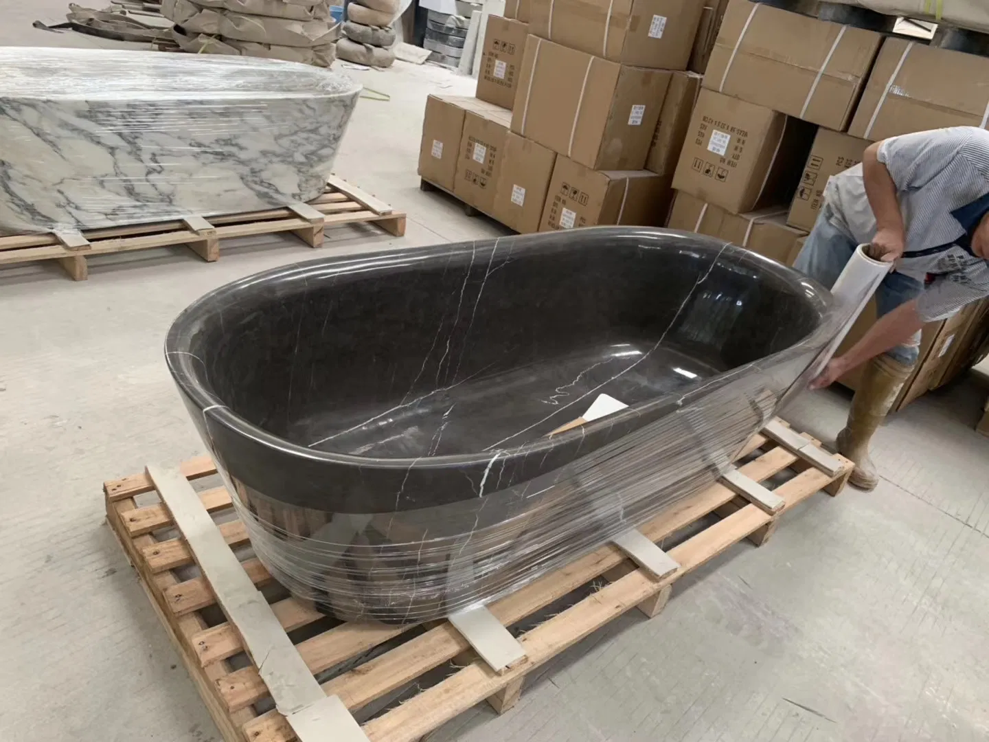 Customized Natural Stone polished/matt white/black/grey/brown Ellipse/rectangle Marble Bathtub for Home/Hotel/House/Resorts/villas Bathroom decoration