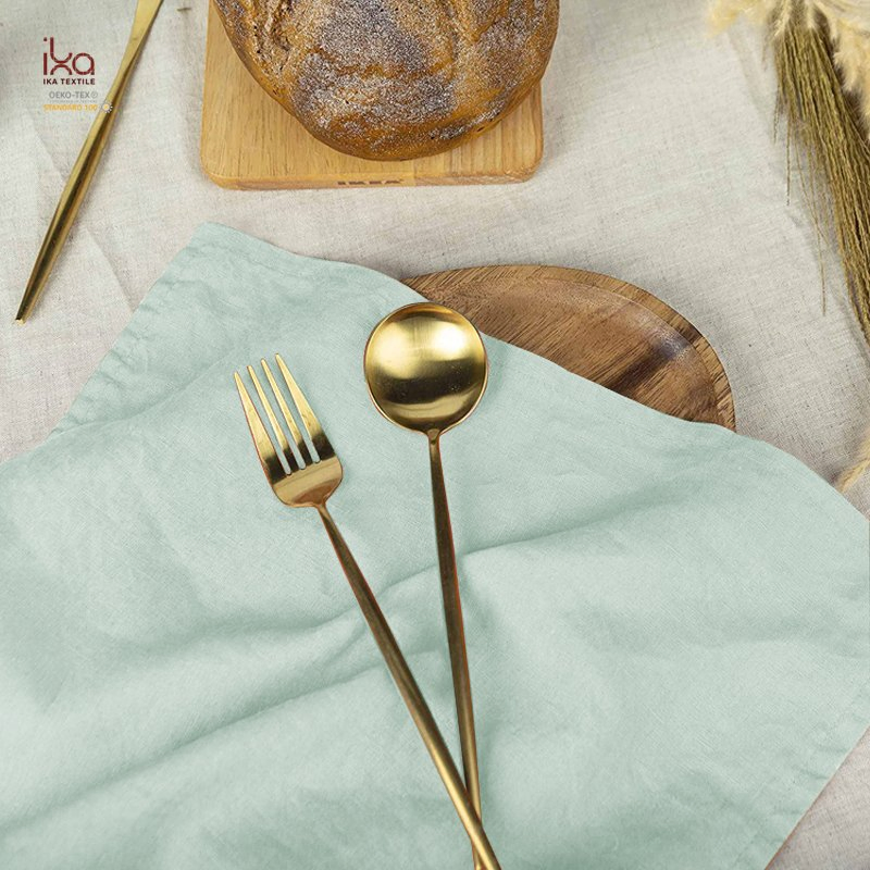 Decorative Natural Hot Sale Items Dinner Brown White Blue Color Printed Embroidered Custom Personalized Linen Napkin