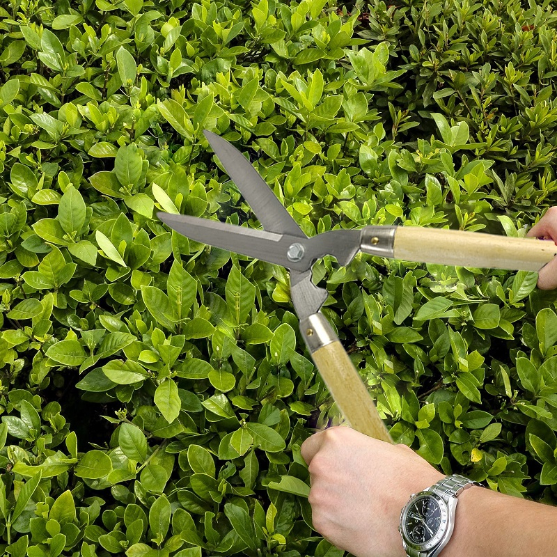 New Design Gardening Pruner Hedge Shear Trimmer High Strength Long Wooden Handle Hedge Cutter Multifunction Grass Hedge Shears