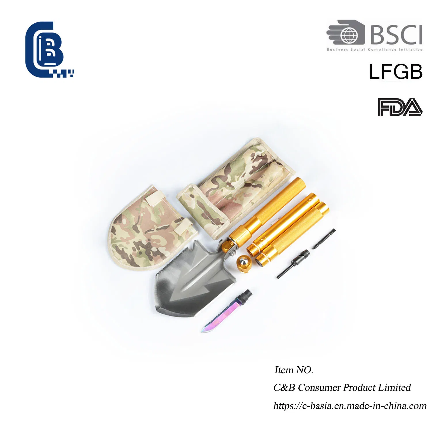 Multifunction Folding Survival Shovel, Backpacking Shovel