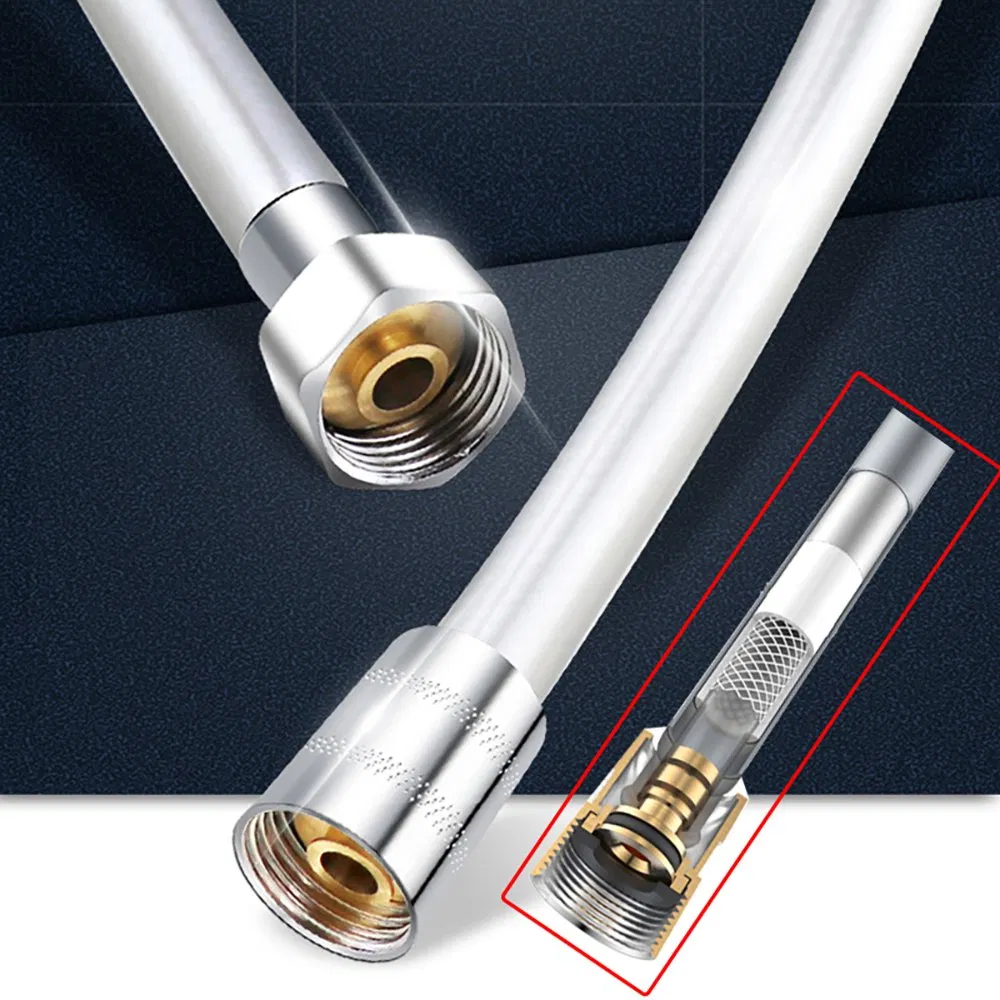 Bathroom Modern Style Durable Flexible Chrome-Finish Brass Nut PVC Shower Hose