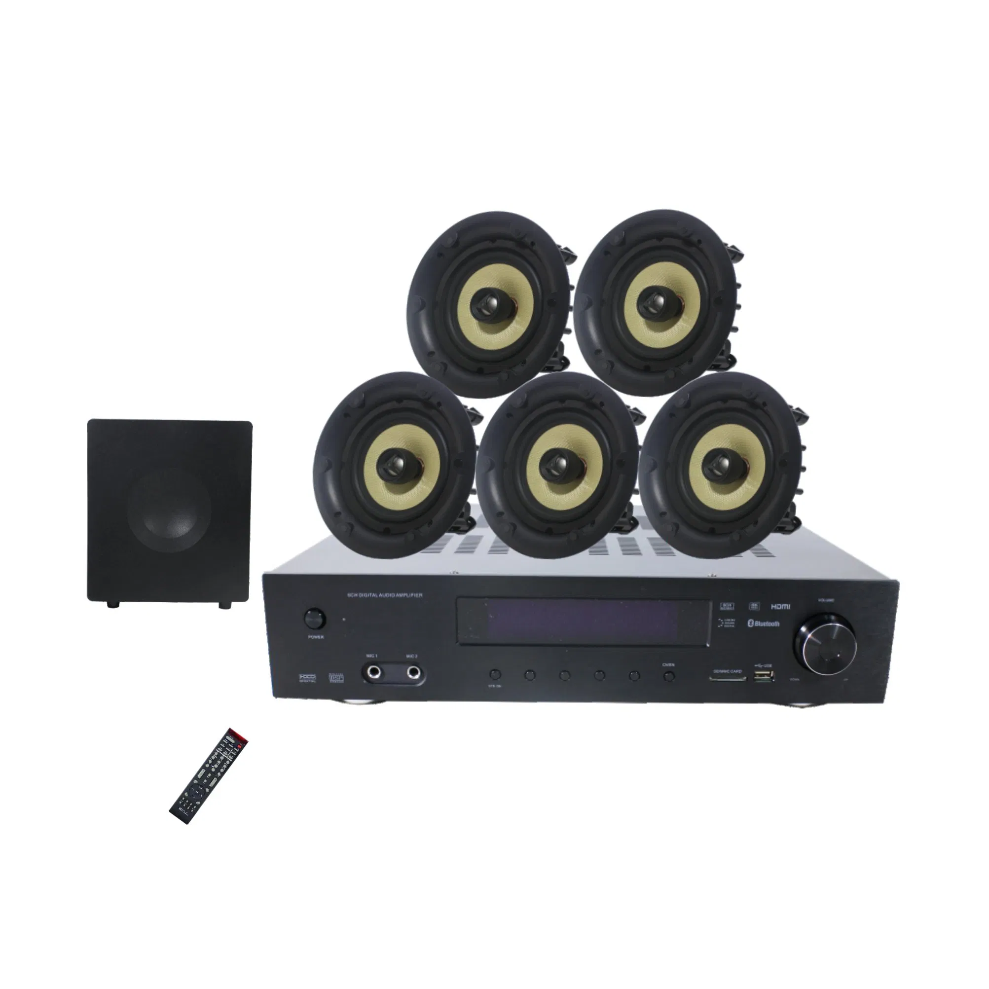 Professional 5.1 CH Home Teather System with Video Audio Amplifier, Ceiling Speakers and Subwoofer for Surround Sound