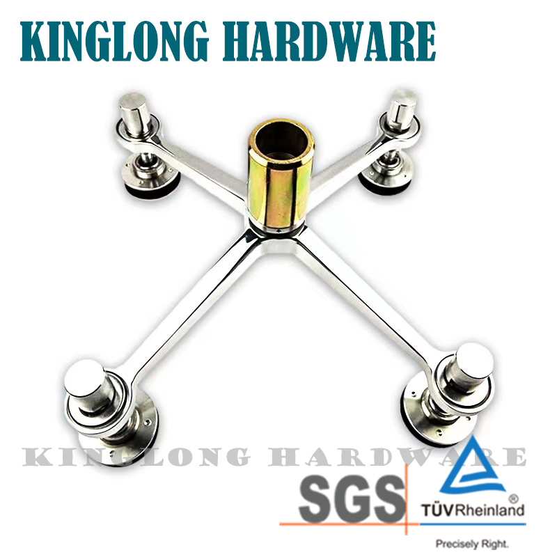 Stainless Steel Glass Fitting 4 Arms Curtain Wall Glass Spider