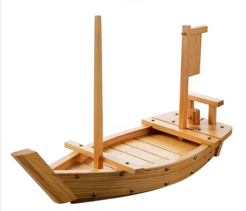 Factory Wholesale Sushi Decoration Tray Wood Sushi Boat for Restaurant