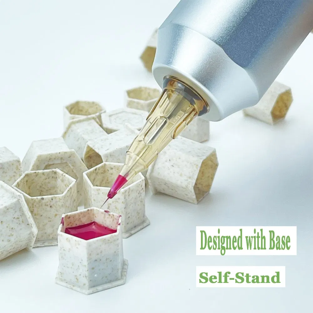 Disposable Eco-Friendly Recyclable Wheat Straw Material Tattoo & Permanent Makeup Pigment Ink Cups