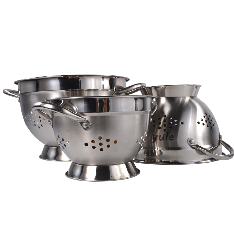 Factory Supply Kitchen Colander Dishwasher Stainless Steel Strainer Basket with Double Ears