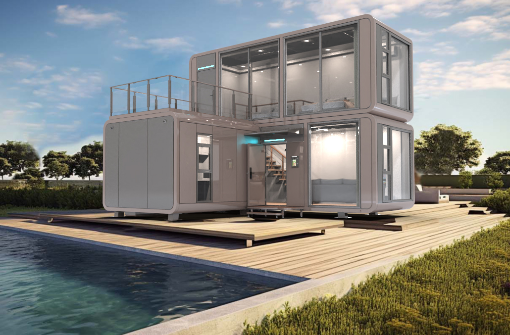 Two-Story Movable Prefab Prefabricated Capsule Hotel Apple Cabin Hotel Style Residential