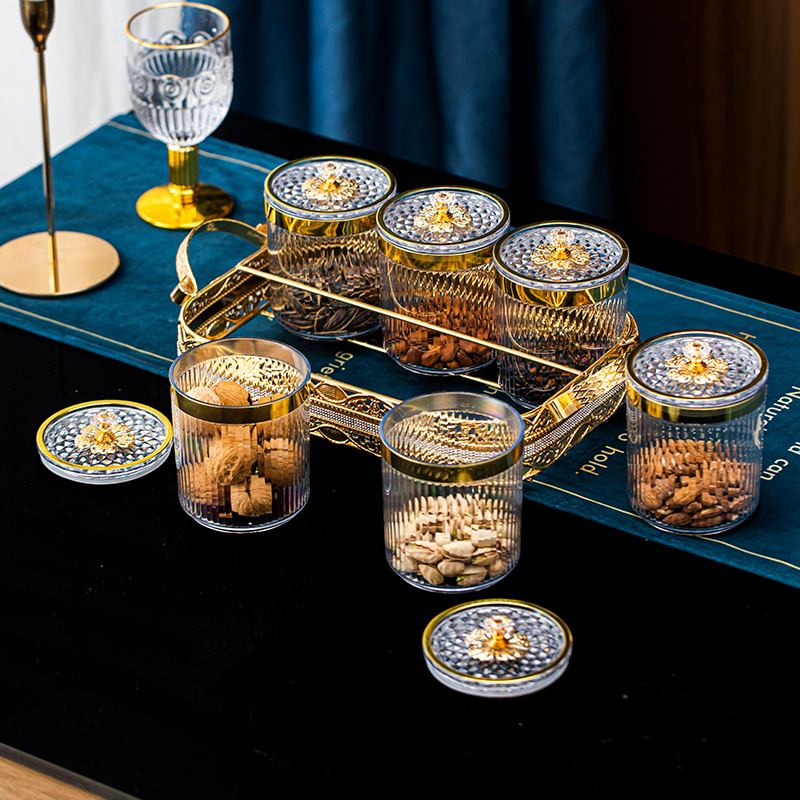 Saudi Arabian Style Featuring 6 a Gold-Plated Iron Candy Bowl