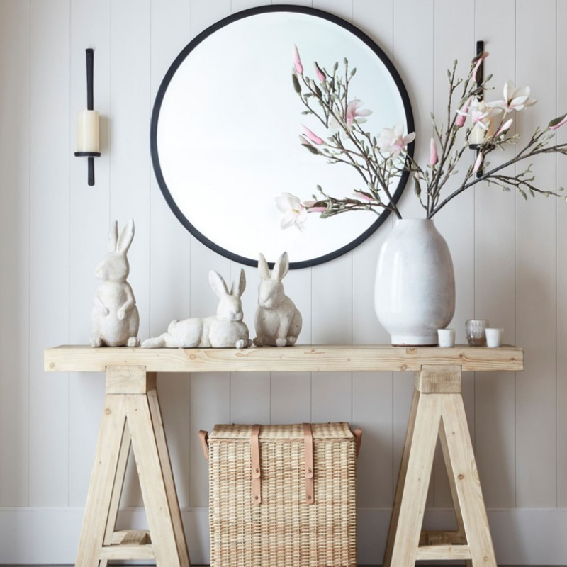50cm Classic Black Frame Round Glass Silver Mirror