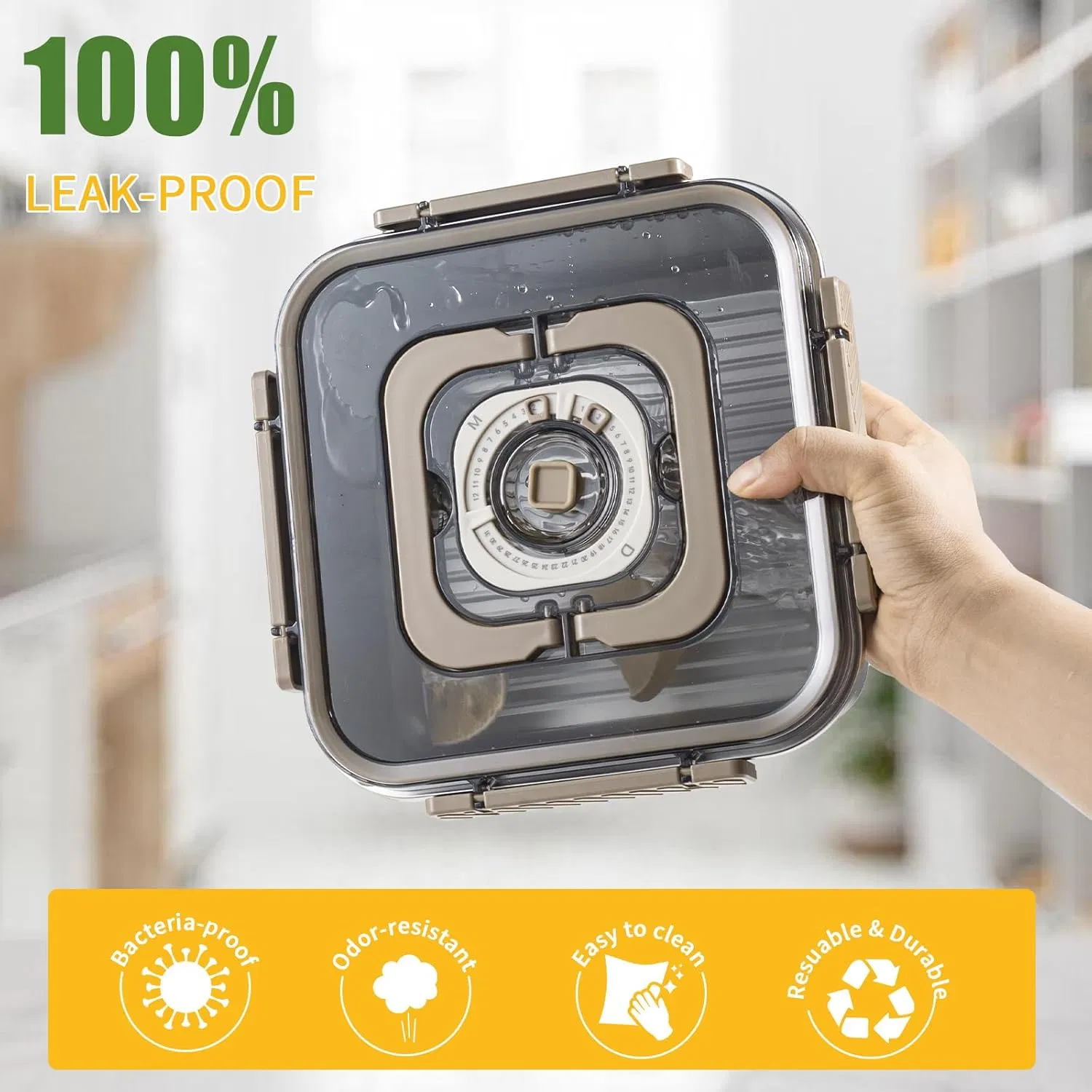 3PCS/Set Middle-Sized Square Stainless Steel Food Storage Containers Preservation Box (1100/2000/3200ML)