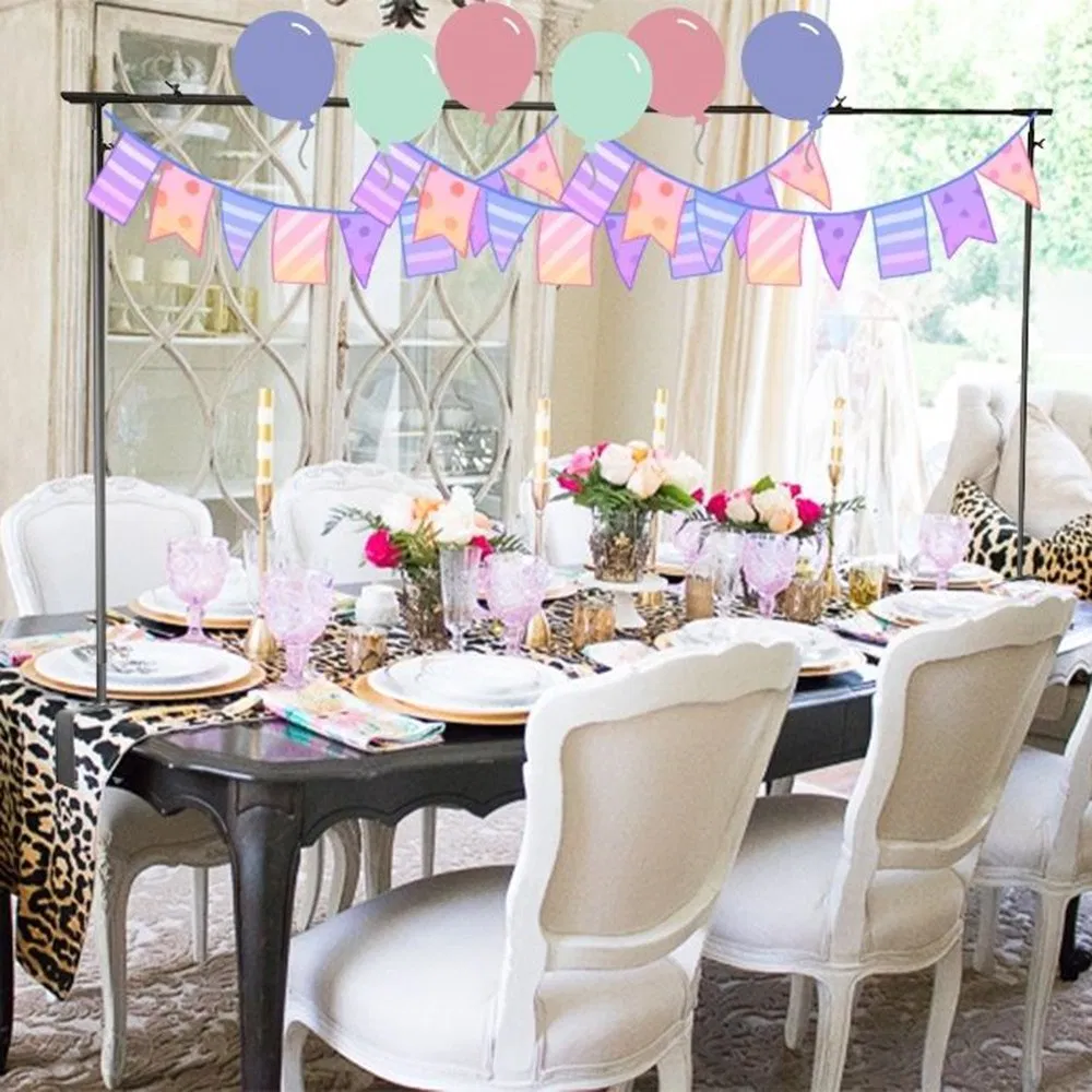 Hopesun Adjustable Over The Table Rod Stand, 63"-102" Length, Metal Balloon Flower Arch Stand, Suitable for Different Table Size, Party Decorations, Sliver Grey