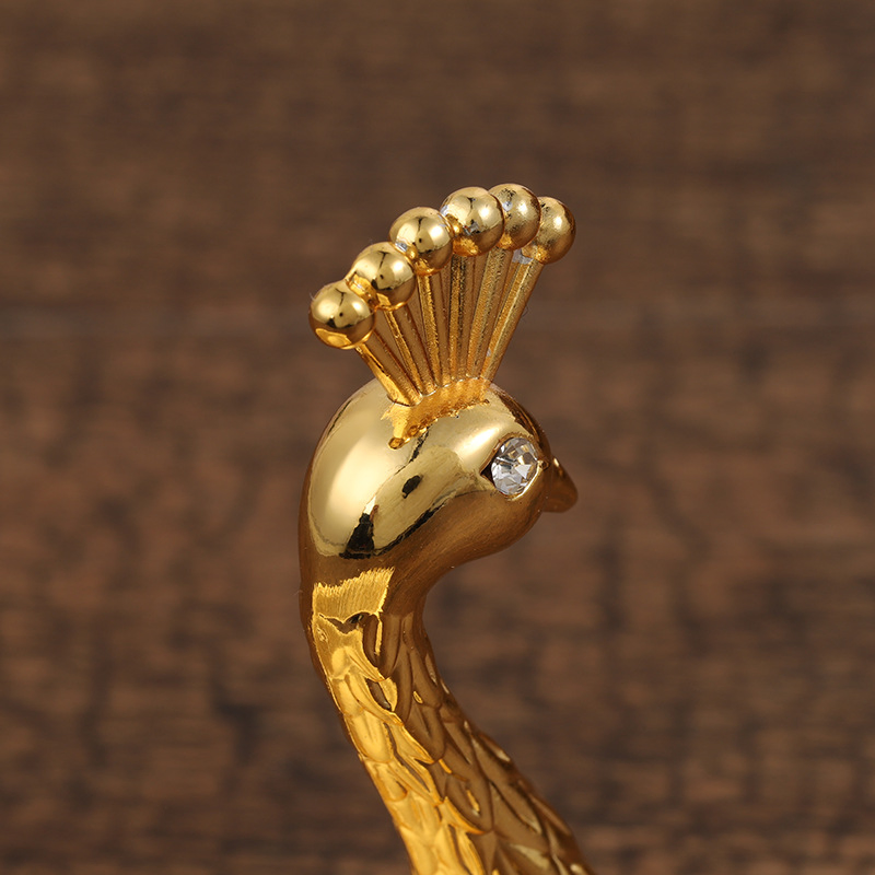 Metal Fruit Bowl with Peacock Gold Engraved Dried Fruit Plate Snack Tray