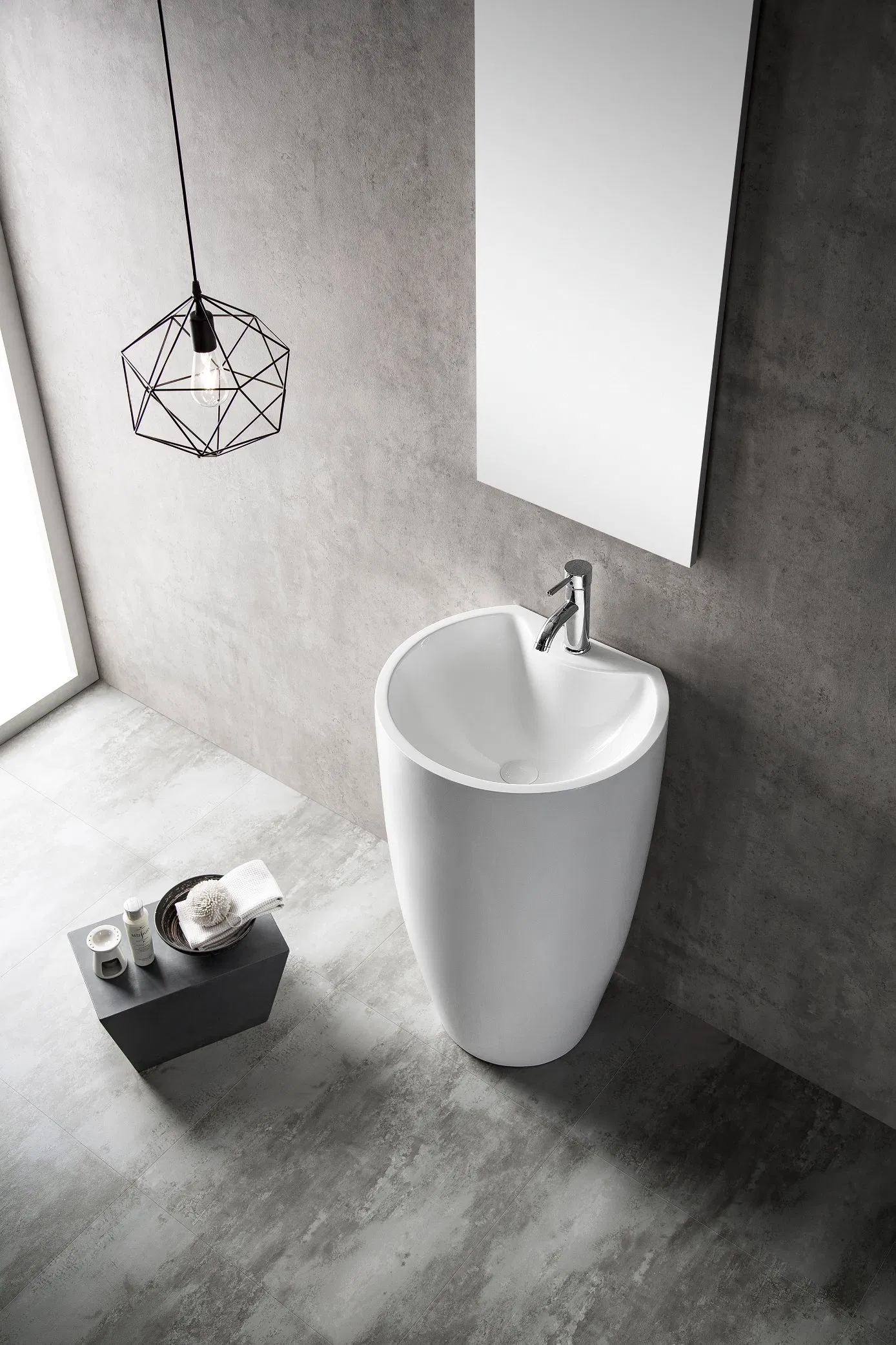 Bathrooms Round Matt White&Glossy White Wash Basin, Bathrooms Sink with Brushed Gun Metal Wall Mounted Basin Faucet Mixer