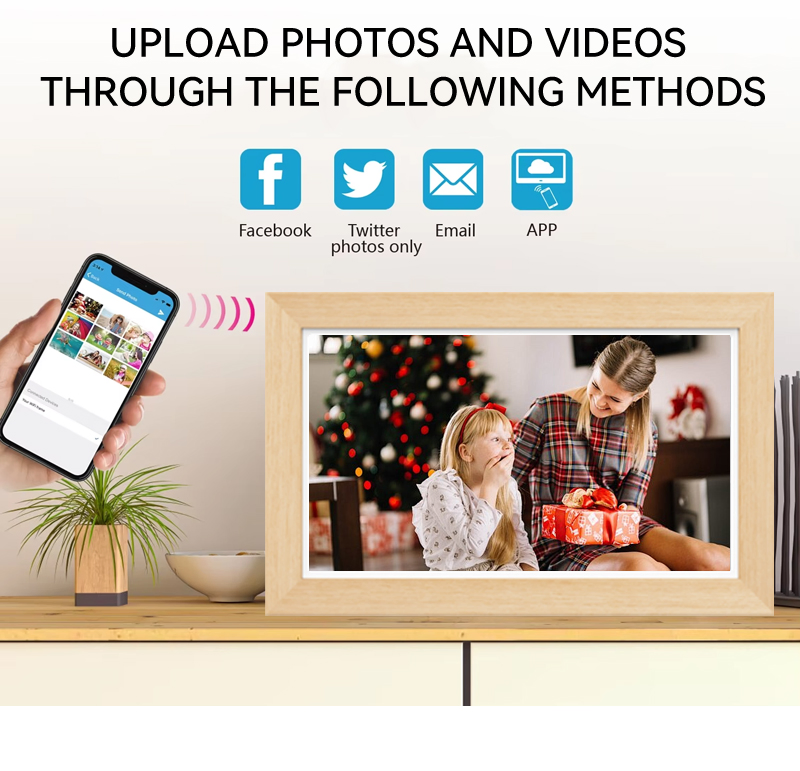 15 Inch Wooden Digital Photo Frame Android Tablet WiFi Remote Control LCD Display RoHS CE Certified Large Gift Home Decoration Picture Frame Advertising