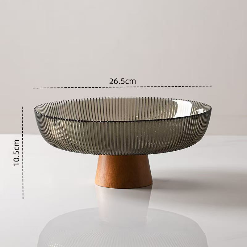 Nordic Style Tall-Footed Glass Fruit Plate Living Room Coffee Table Candy Dish