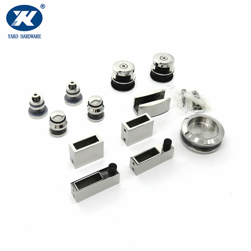 Frameless Stainless Steel Bathroom Shower Hardware Set for Sliding Glass Door