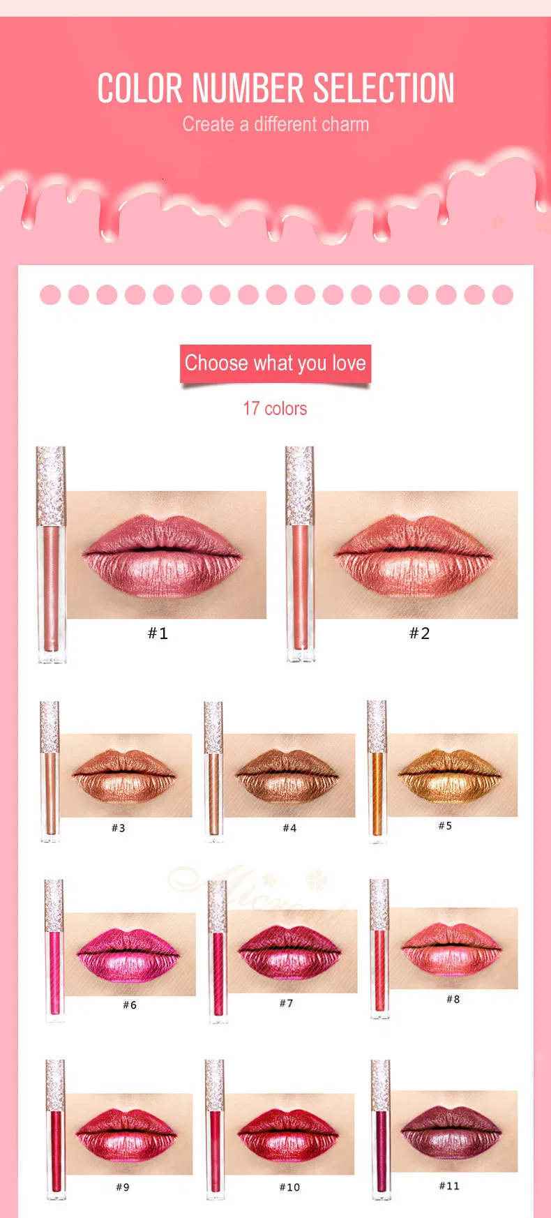 Factory Supply 17 Colors Pearlescent Lip Gloss Lipstick Waterproof Shiny Lipstick