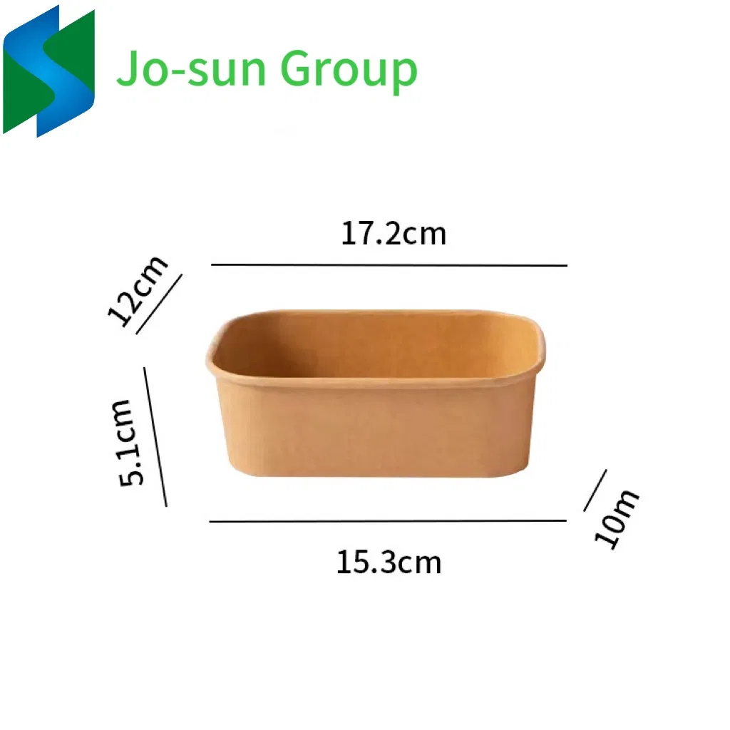 Hot Sale Food Grade Disposable Takeaway Fast Food Container Water and Oil Proofing Kraft Paper Rectangular Bowl with Lid