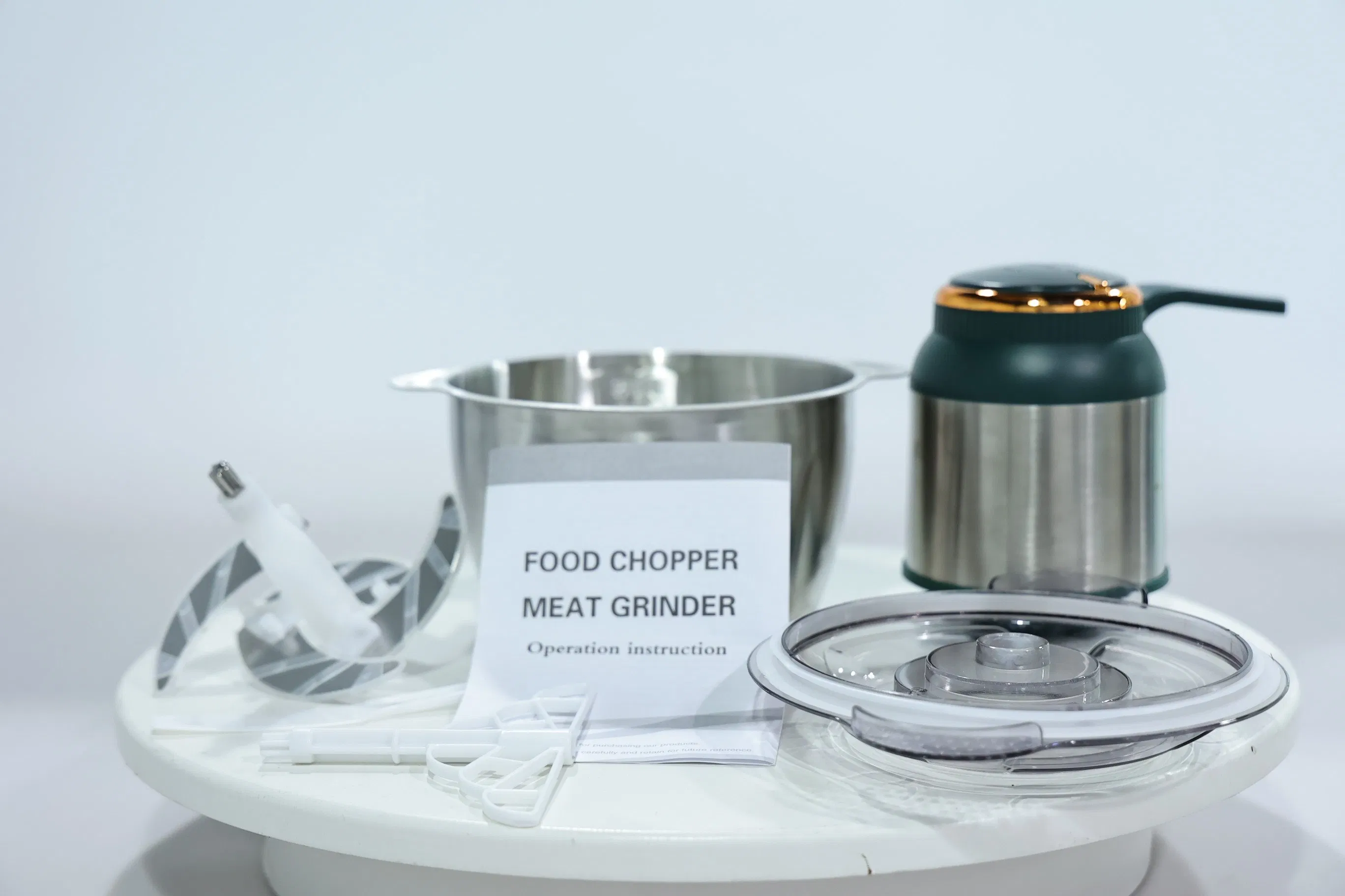 Multifunctional 2L Glass Bowl 2 Speeds Chopper, Vegetable Household Electric Food Processor Meat Grinder