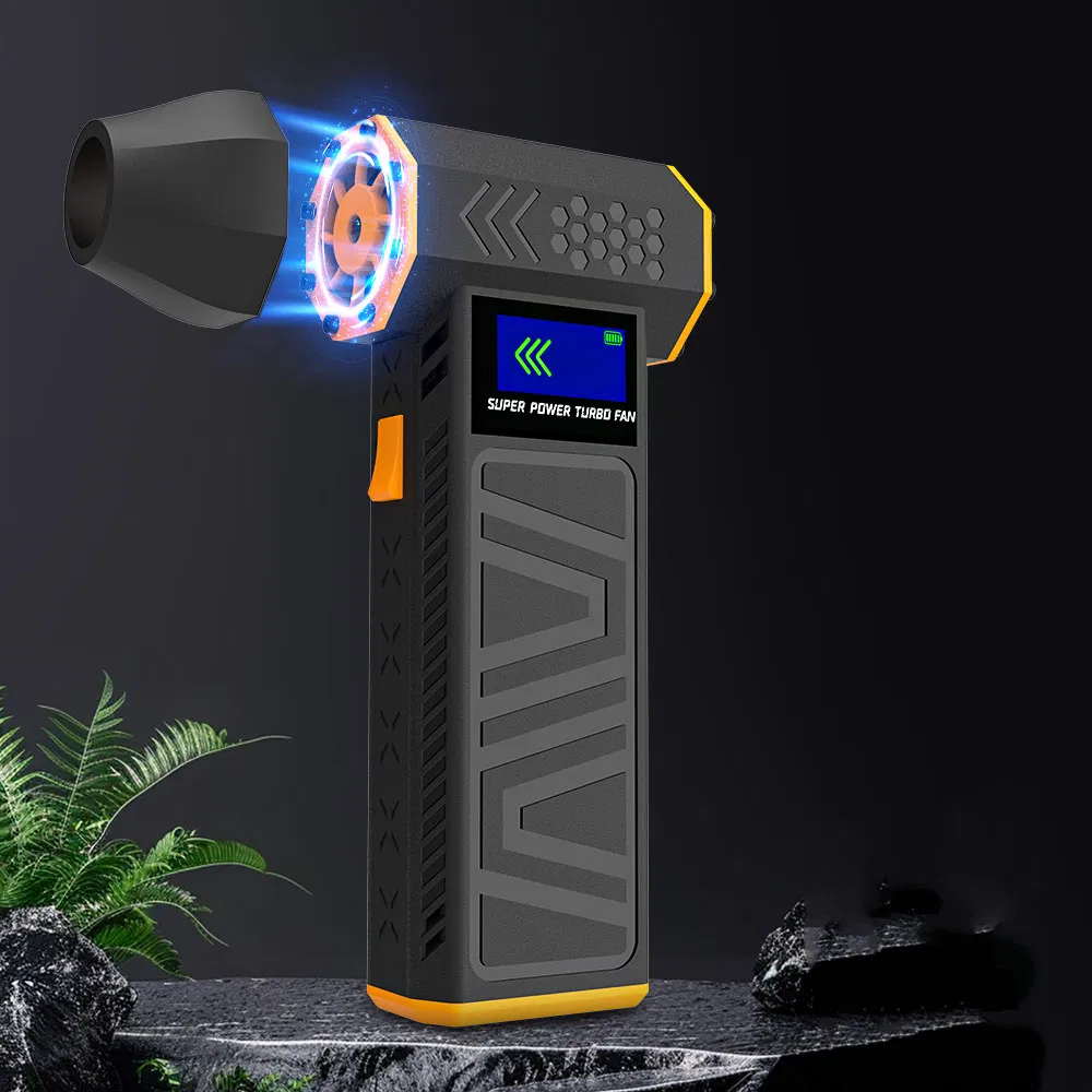 Mini Jet Turbo Fan Blower 130000rpm Adjustable Speed Portable LED Light Handheld Cordless Snow Blower Fan for Keyboard and Car