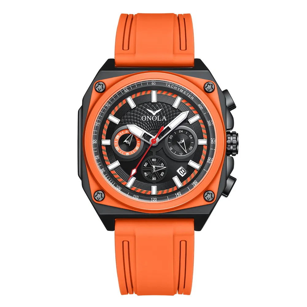 Onola Hot-Selling Neutral Waterproof Calendar Men's Multi Functional Silicone Band Quartz Watch