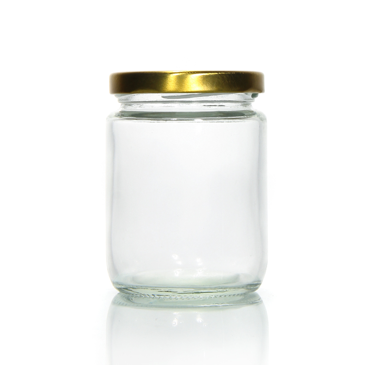 240ml 350ml 500ml Round Empty Glass Honey Jar with Metal Lid