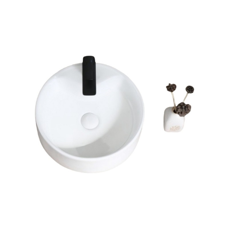 013round Ceramic Countertop Basin W/ Faucet Hole for Bathroom & Balcony