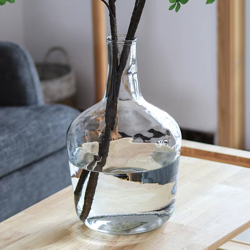 Big Belly Glass Vase Minimalist Transparent Glass Vase Home Decoration Floor Hydroponic Plant Glass Ornaments