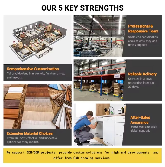 Modern Sliding Door Wardrobe with Drawers Customizable Wood Bedroom Furniture