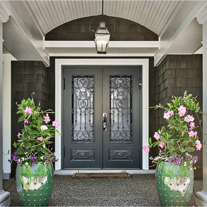 Rugged Structure Elegant Aesthetic Iron Door Ensuring Safe Decorative Front Entrance