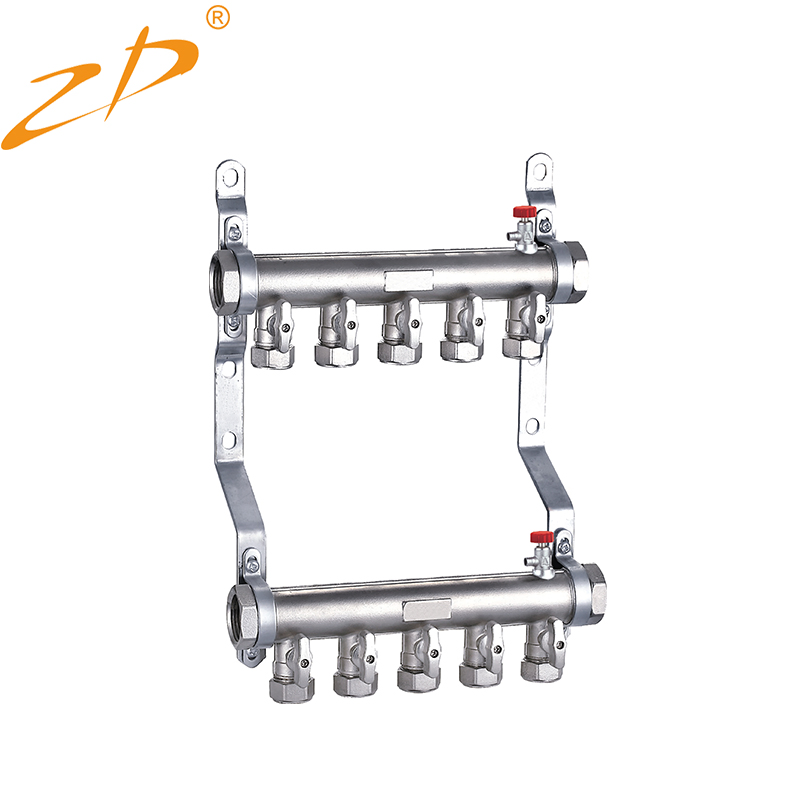 Brass Material 2 4 6ways Regulating Valves Pex Straight Through Type Heating Manifold