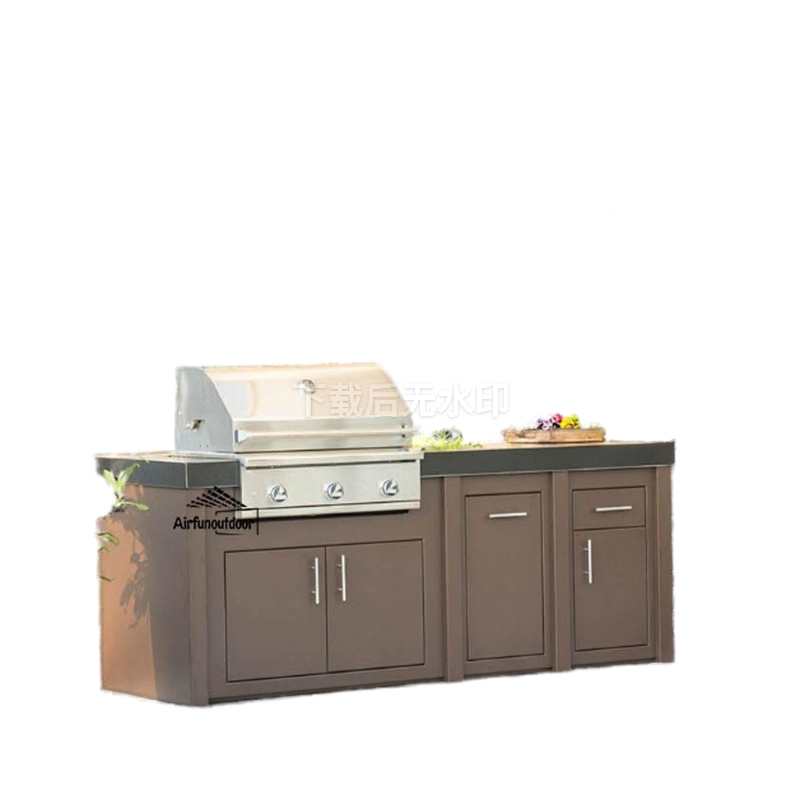 Kitchen BBQ Cabinet Set - Fireproof and Environmentally Friendly Stainless Steel, Modern Design, Suitable for Villa Outdoor Use