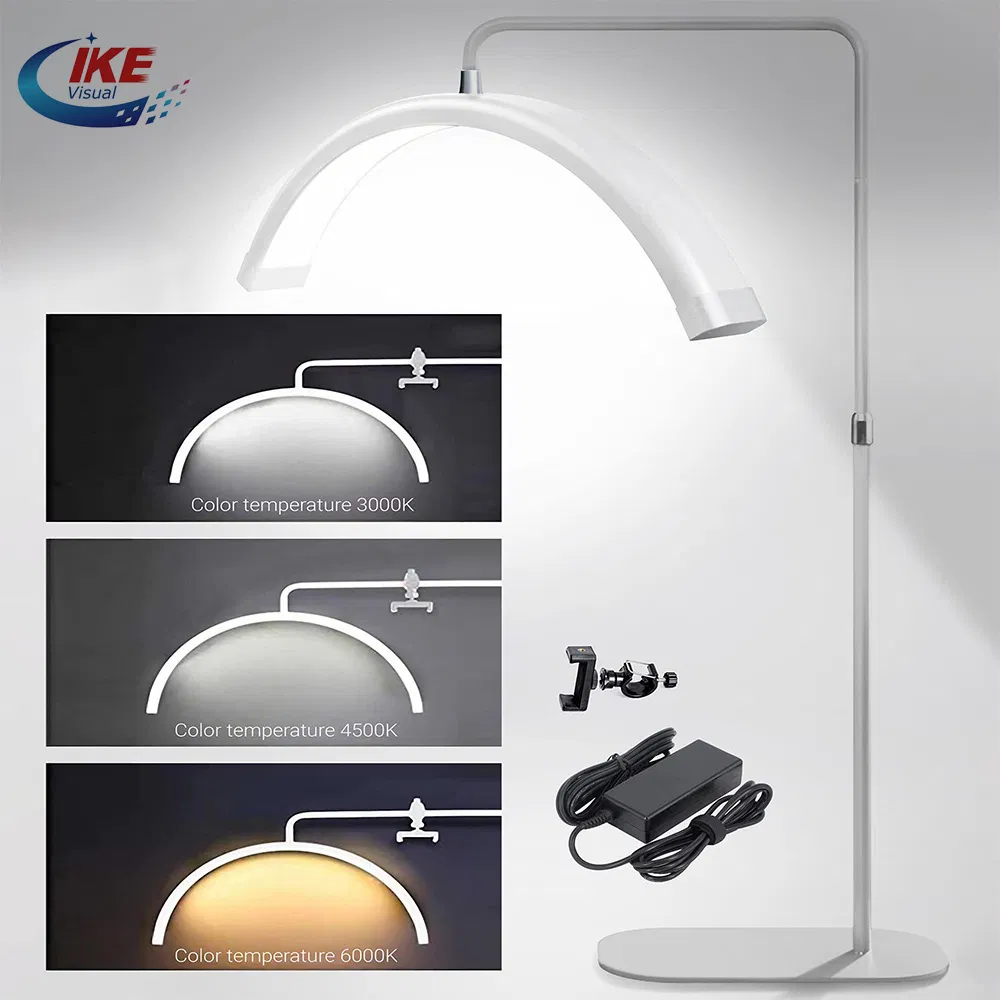 23 Inch Beauty Salon Eyebrow Tattoo Lighting LED Half Moon Eyelash Photographic Work Table Arch Floor Lamp