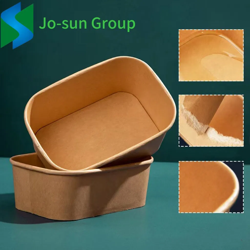 Microwave Heating Lunch Box Spot Disposable Lunch Box Kraft Paper Rectangular Bowl Takeout Lunch Box Disposable Bowls