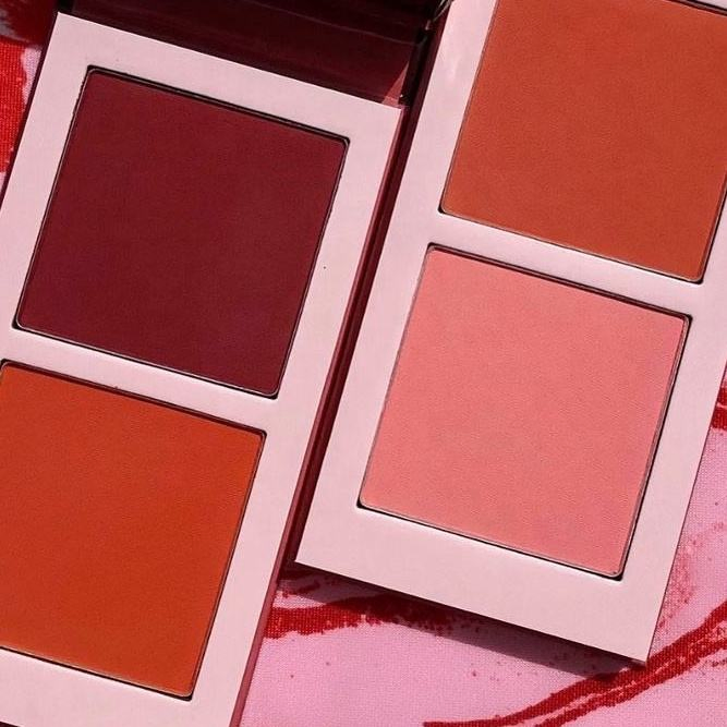 Custom Logo Vegan Best Pressed Powder Long Lasting Red Cheeks Cream Two-Tone Blush Palette for Face