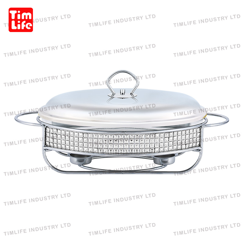Buffet Chafing Dish Food Warmer Catering Equipment Serving Chauffe Plat a Gratin Chauffee Plat Buffet Pemanas Makanan Silver Damon