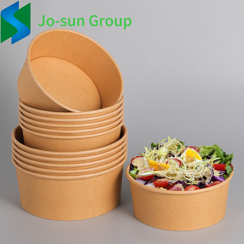 Jo-Sun New Product Brown 6 8 12 Oz Tableware Disposable Takeout Away Take Way Kraft Paper Salad Bowl