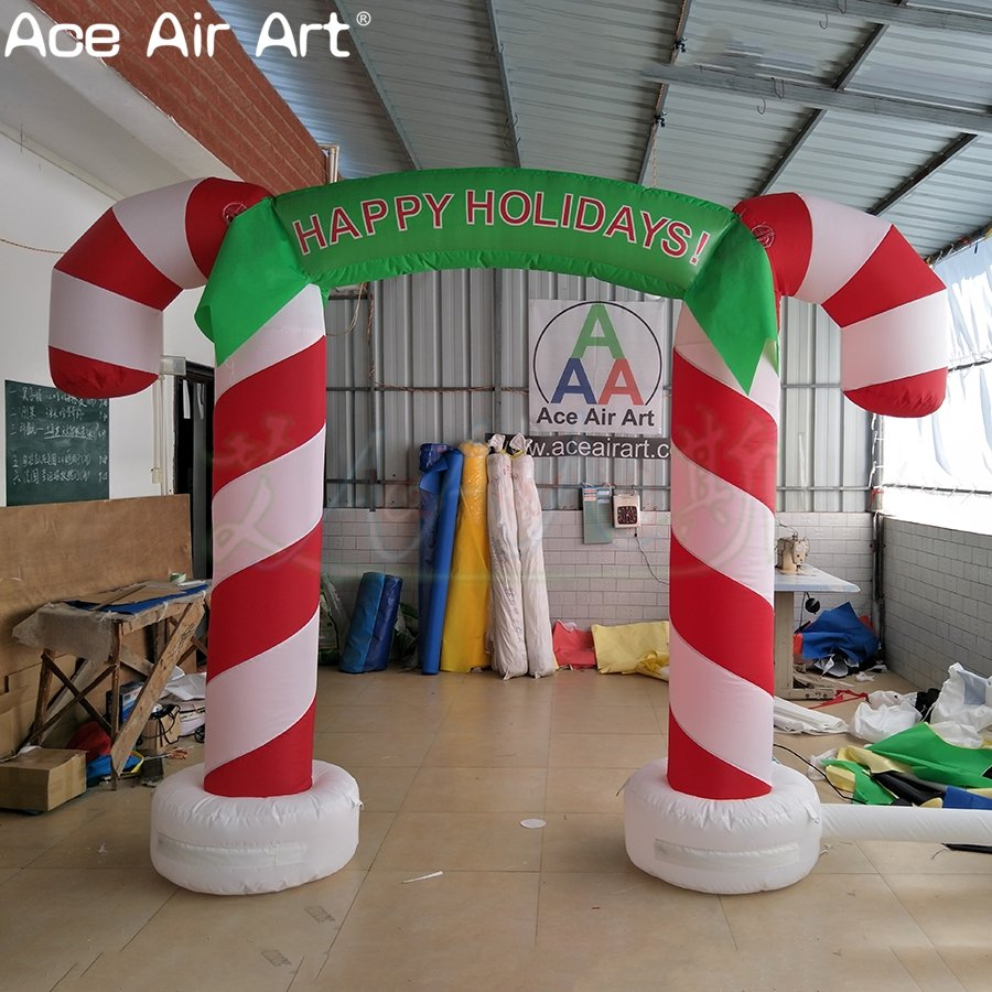 Custom Inflatable Candy Cane Arch Xmas Outdoor Event / Family Yard / Party Decoration