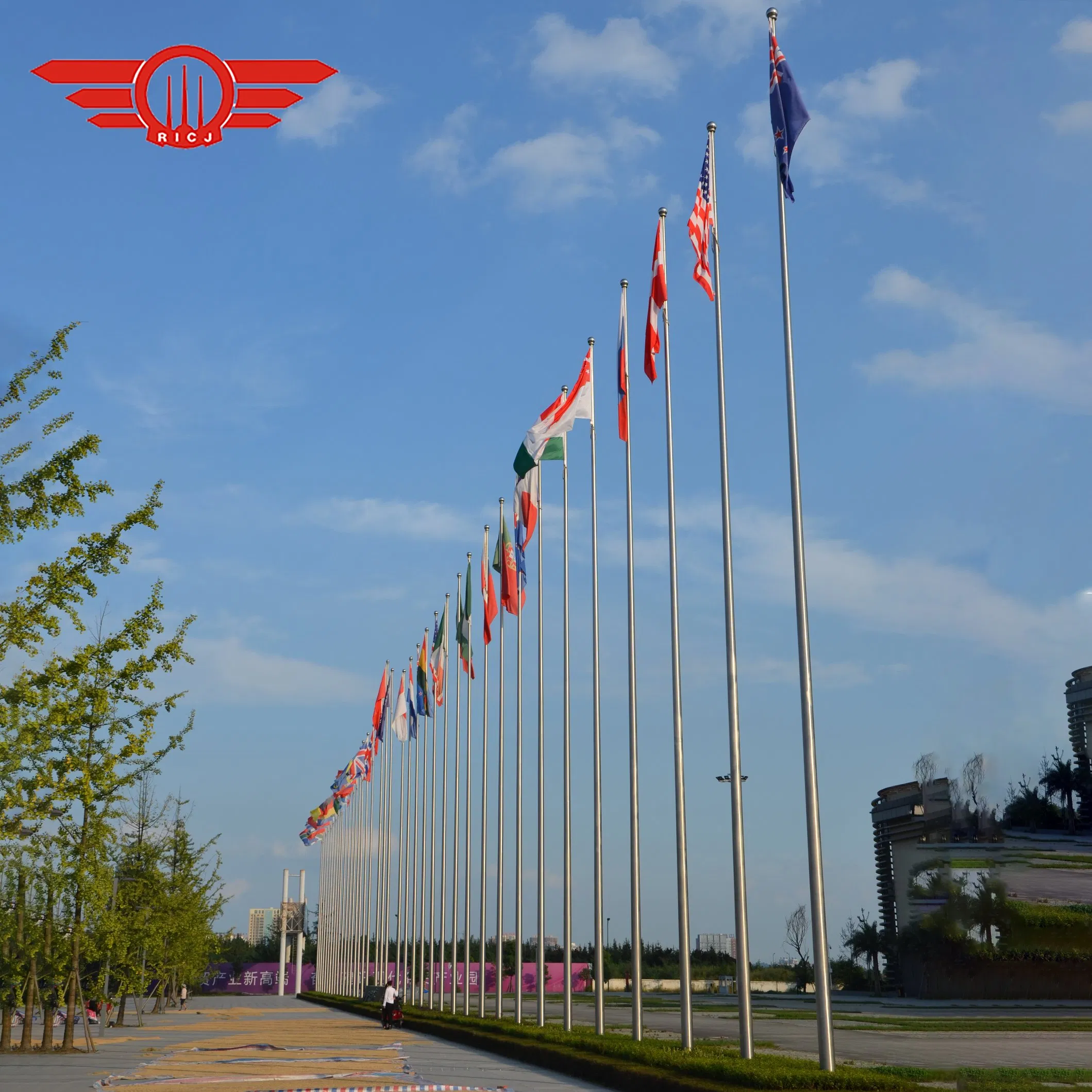 8m 9m 10m High Aluminum Alloy Stainless Steel Flagpole Manufacturer Electric Flag Pole