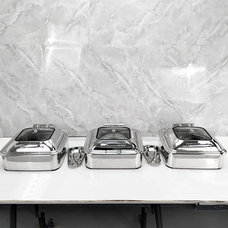 Luxury Square Buffet Chafing Dish for Hotel & Restaurant Display Stainless Steel Electric Food Warmer