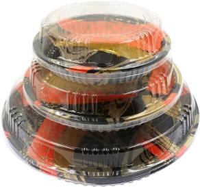 Multi Size Round Sushi Box Pet Sushi Tray Plastic Fruit Sashimi Platter Box Big Capacity