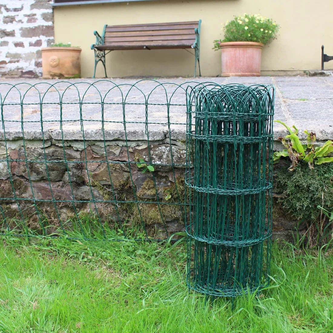 0.4m X 25m Green Border Fence, 2.95mm PVC Coated Metal Wire, Rustproof, Garden Fence