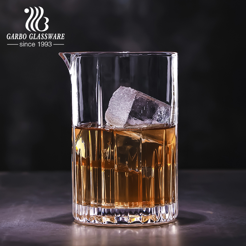 Old Fashion Bar Bartenders Tools Engraved Stripped Design Cocktail Mixing Stirring Glass Cup 720ml