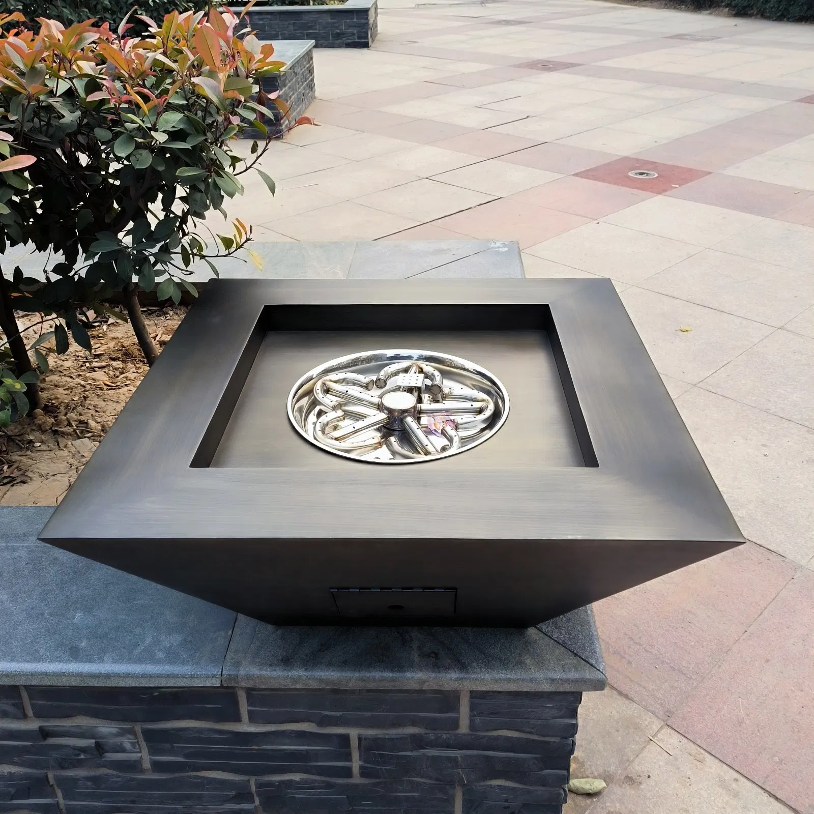 Stainless Steel Water Fire Bowls Outdoor Gas Fire Pit Waterfall