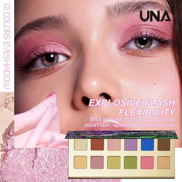 12-Color Alligator Eye Eyeshadow Palette with Iridescent Scale Effect Waterproof Metallic & Matte Finish Powder Form