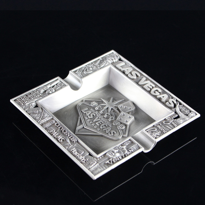 Custom Square Metal Cigar Ashtray Luxury Cigarettes Indoor Outdoor Las Vegas Ashtray