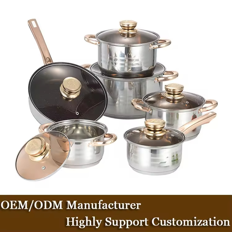 Customization Kitchen Triply Stainless Steel Cooking Pot Set Non-Stick Pots and Pans Set 10 Pieces Cookware Sets
